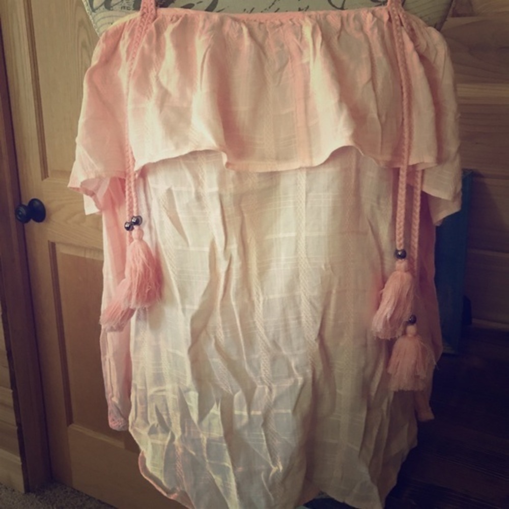 NWT William Rast Pink Cold Shoulder Gauze Blouse